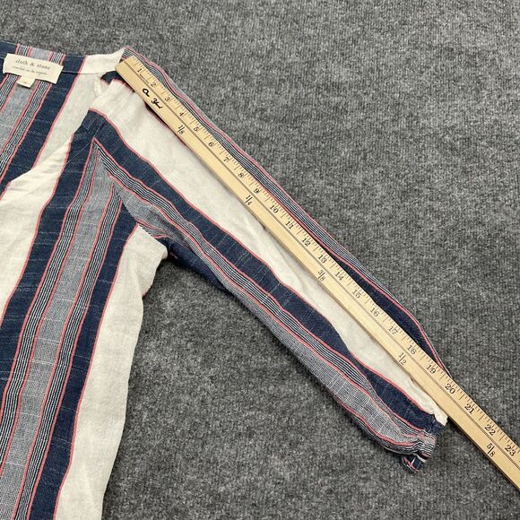 Cloth & Stone Blouse Womens size S Blue Striped Casual Beach Breatable - Picture 4 of 12